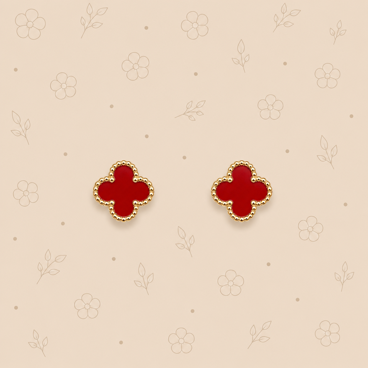 Boucle oreille Océane (rouge perle )