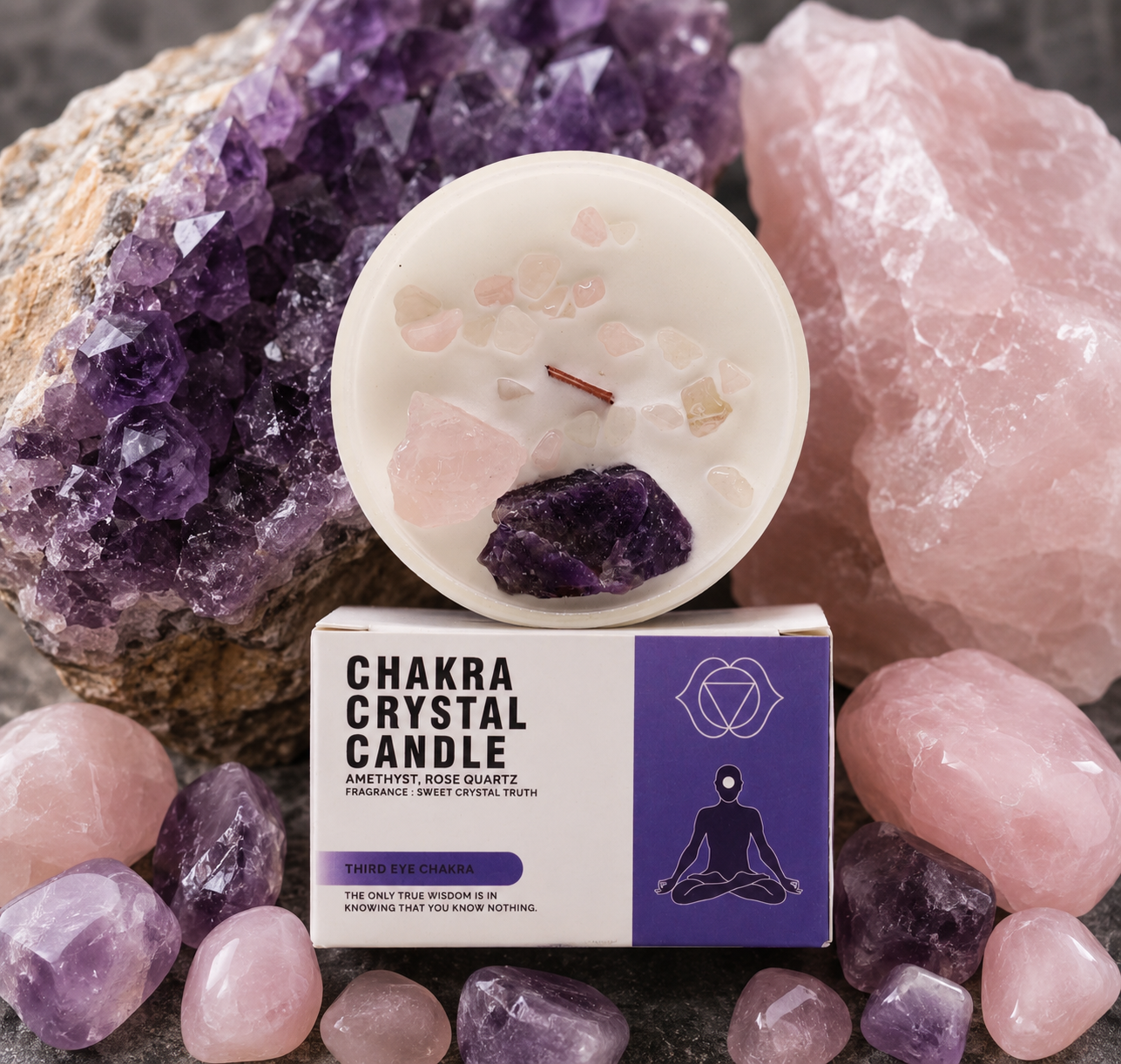 Bougie de cristal chakra troisième oeil