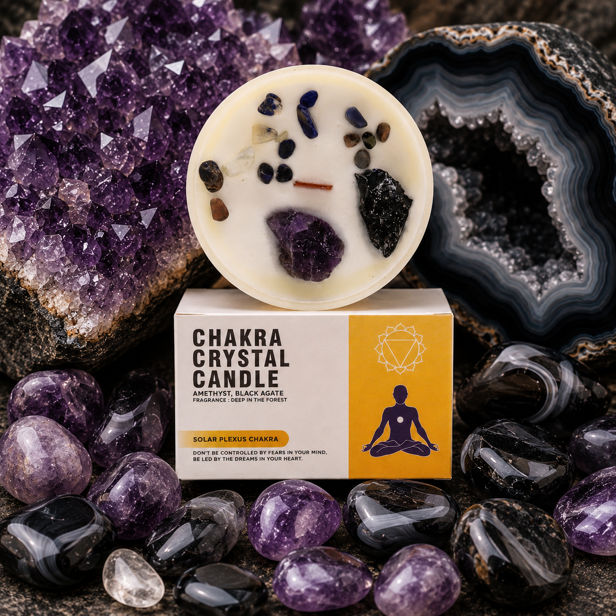 Bougie cristal chakra plexus solaire