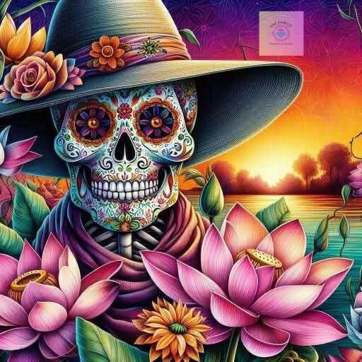 Dona calavera en fleurs