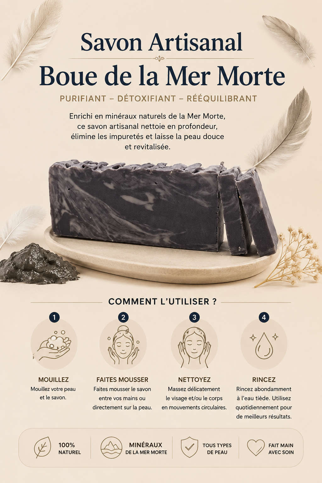Savon à la boue de la mer noir