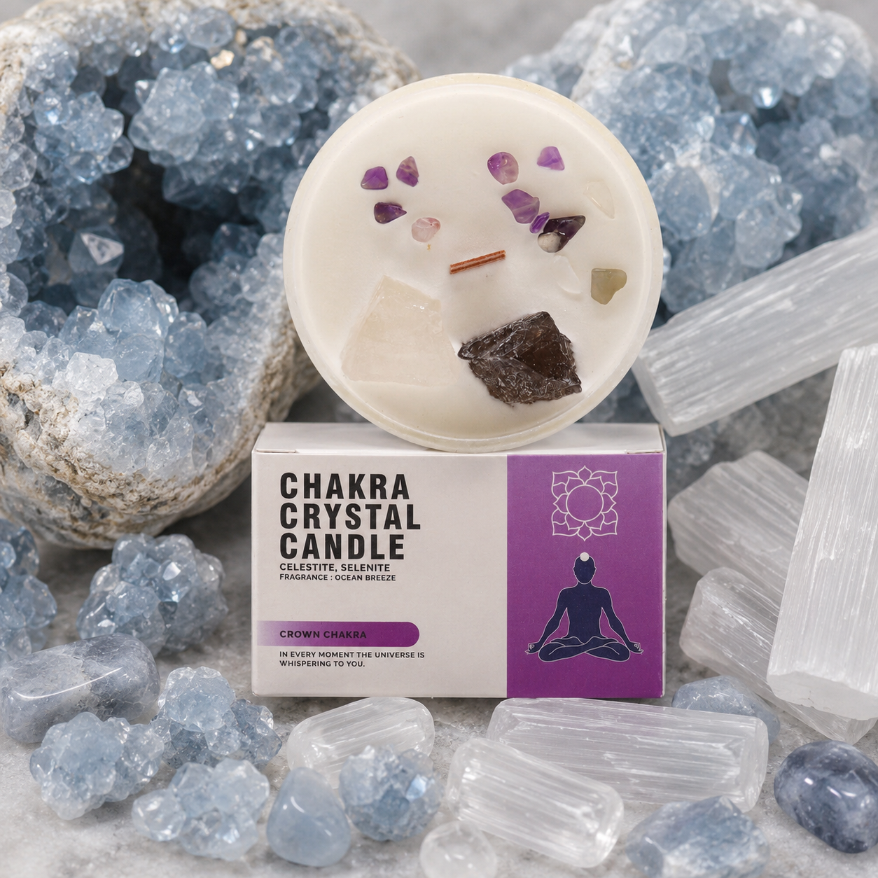 Bougie chakra cristal couronne